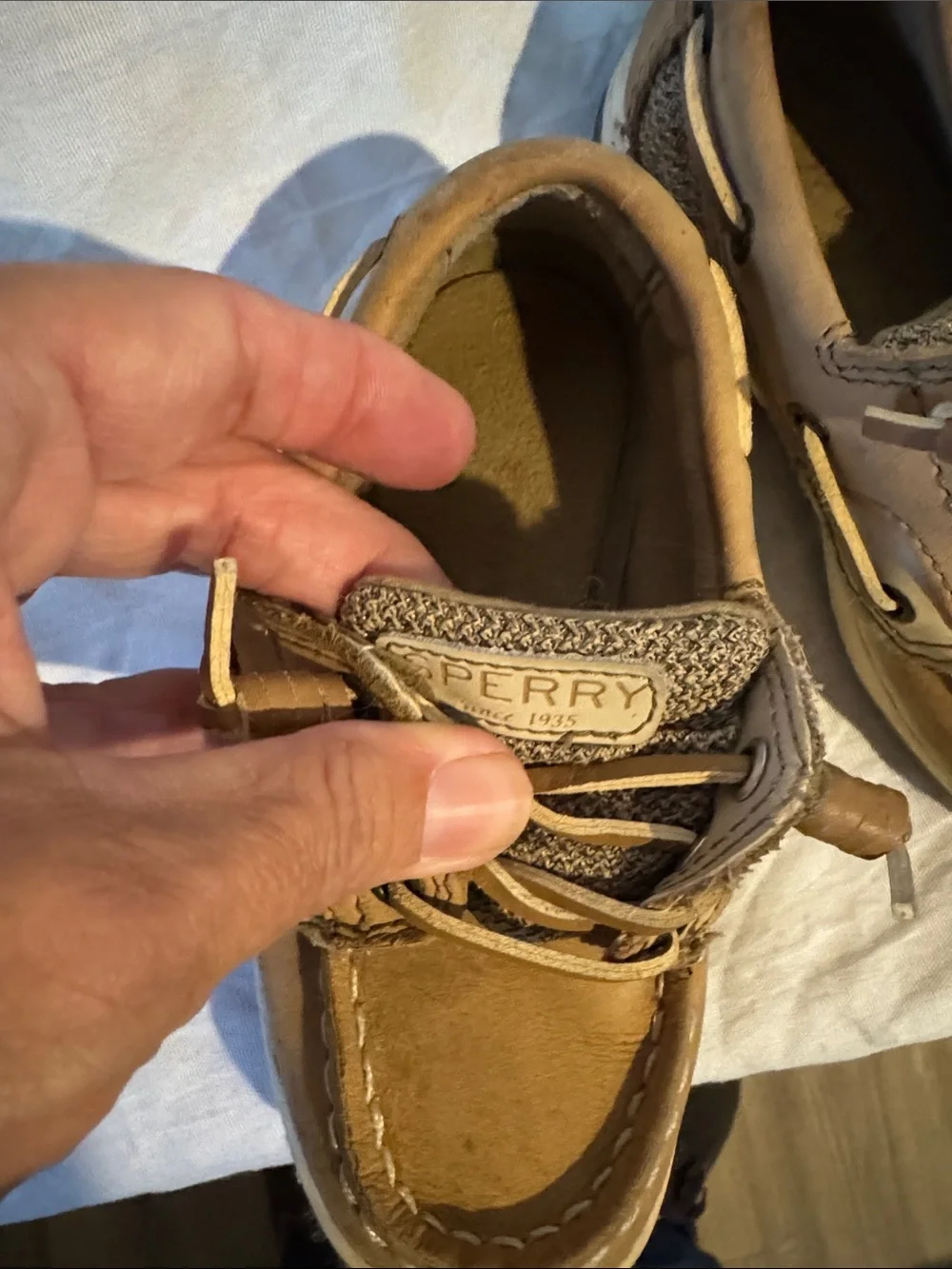 Sperry Tan and Brown Kids Moccasin Boat Shoes